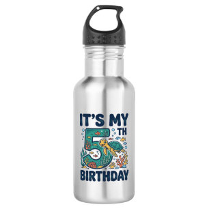 5th Birthday Sea Turtle Underwater Vector Design_1 532 Ml Water Bottle