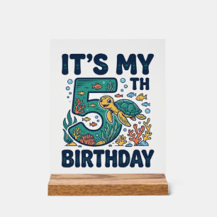 5th Birthday Sea Turtle Underwater Vector Design_1 Acrylic Sign