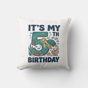 5th Birthday Sea Turtle Underwater Vector Design_1 Cushion
