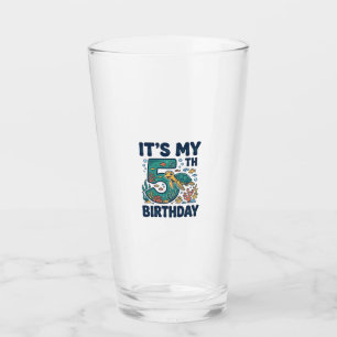 5th Birthday Sea Turtle Underwater Vector Design_1 Glass