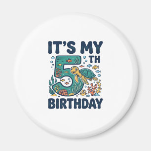 5th Birthday Sea Turtle Underwater Vector Design_1 Magnet