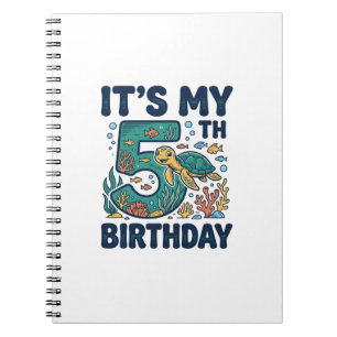 5th Birthday Sea Turtle Underwater Vector Design_1 Notebook