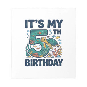 5th Birthday Sea Turtle Underwater Vector Design_1 Notepad