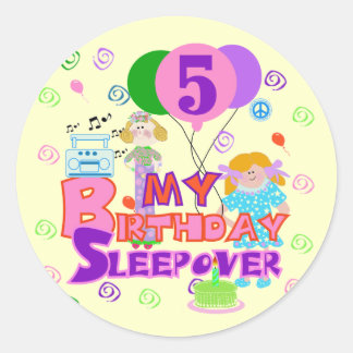 5th Birthday Sleepover Tshirts and Gifts Classic Round Sticker