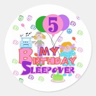 5th Birthday Sleepover Tshirts and Gifts Classic Round Sticker