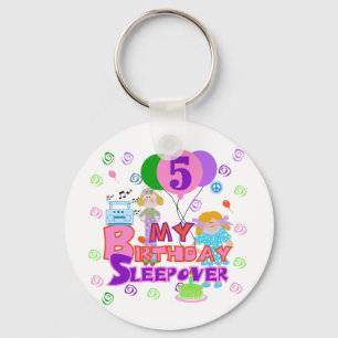 5th Birthday Sleepover Tshirts and Gifts Key Ring