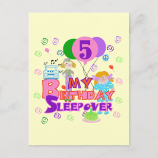 5th Birthday Sleepover Tshirts and Gifts Postcard