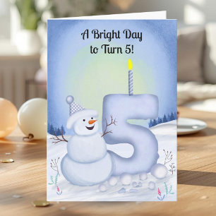 5th Birthday Snowman Snowy Five Card