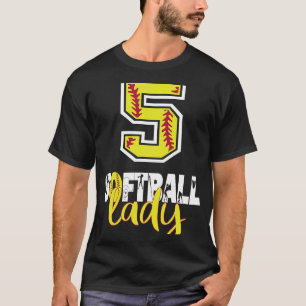 5th Birthday Softball Lady Girl 5 Years Old Softba T-Shirt
