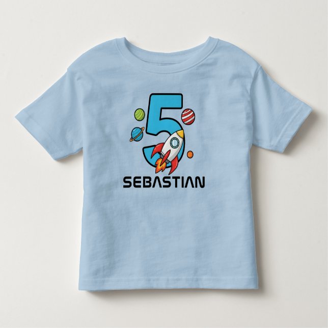 5th Birthday – Space Planets  Toddler T-Shirt (Front)