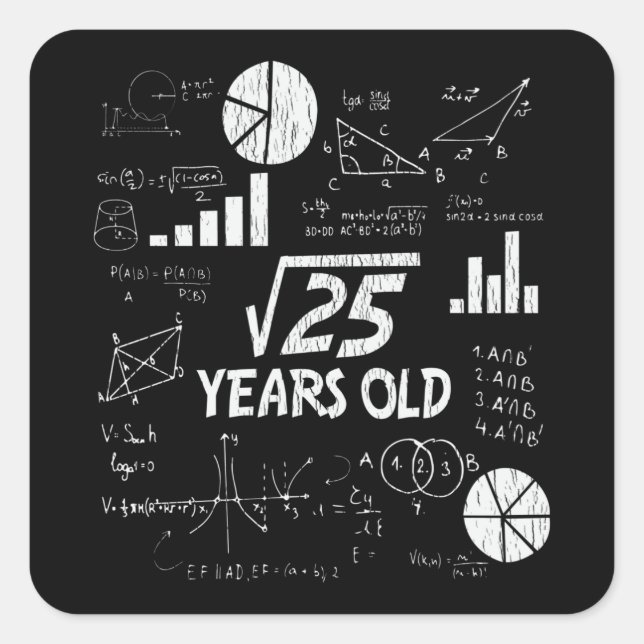 5th Birthday Square Root Math 5 Year Old Bday Gift Sticker (Front)