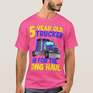 5th Birthday Truck Trucker Kids Truck Driver Boys T-Shirt
