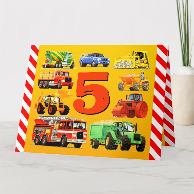5th Birthday Trucks Card (Front)