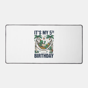 5th Birthday Turtle Hammock Vintage Engraving Desi Desk Mat