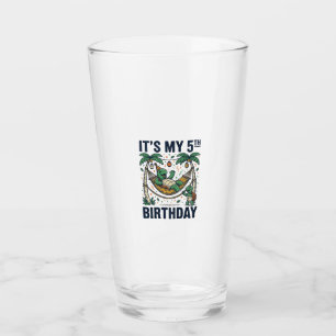 5th Birthday Turtle Hammock Vintage Engraving Desi Glass