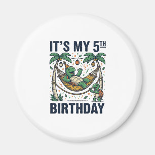 5th Birthday Turtle Hammock Vintage Engraving Desi Magnet