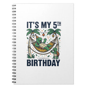 5th Birthday Turtle Hammock Vintage Engraving Desi Notebook