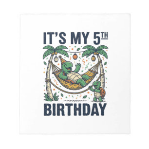 5th Birthday Turtle Hammock Vintage Engraving Desi Notepad