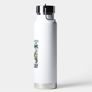 5th Birthday Turtle Hammock Vintage Engraving Desi Water Bottle