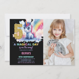 5th Birthday Unicorn Birthday Invitations photo