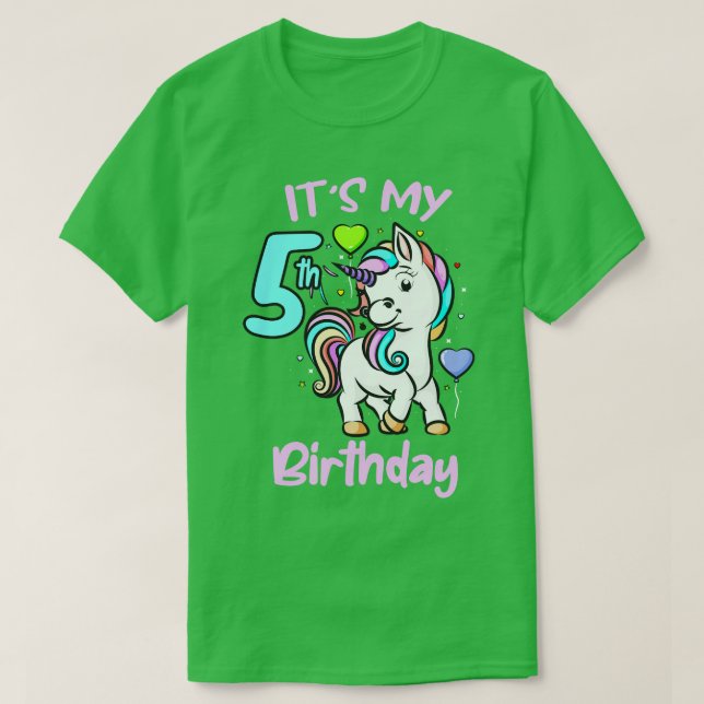 5th Birthday Unicorn Kids Gifts For Girls T-Shirt (Design Front)