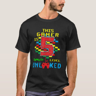 5th Birthday Video Game unlocked Level 5 year old T-Shirt