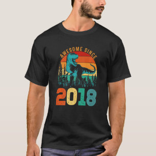 5th BirthdayAwesome Since 2018 Dinosaur Rex Boys T-Shirt