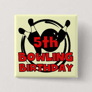 5th Bowling Birthday Tshirts and Gifts 15 Cm Square Badge