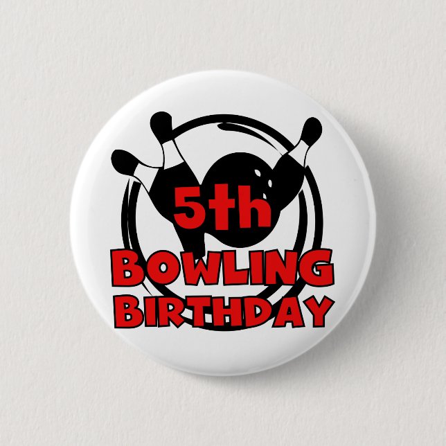 5th Bowling Birthday Tshirts and Gifts 6 Cm Round Badge (Front)