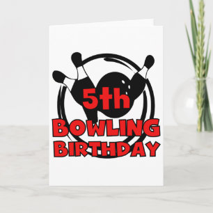 5th Bowling Birthday Tshirts and Gifts Card