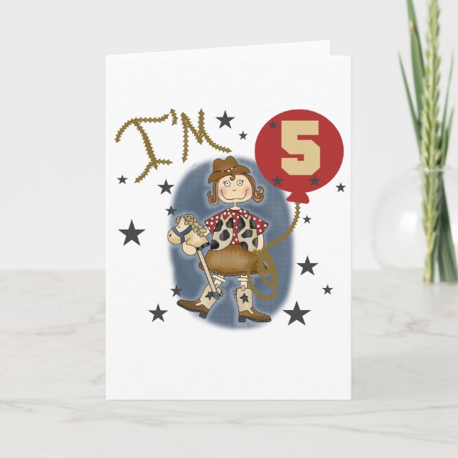 5th Cowgirl Birthday Tshirts and Gifts Card (Front)
