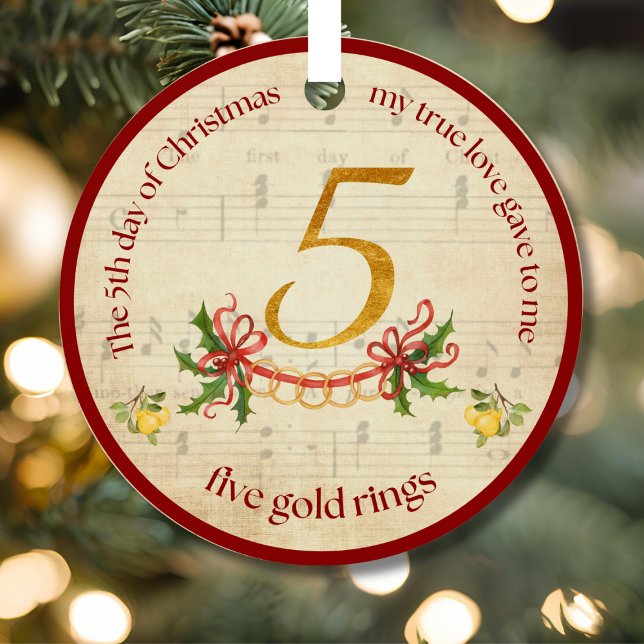 5th Day of Christmas Five Golden Rings Metal Tree Decoration (Creator Uploaded)