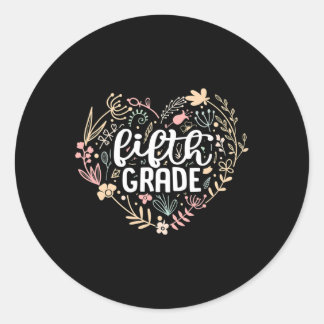 5th Fifth Grade Floral Heart Ck To School Teacher Classic Round Sticker