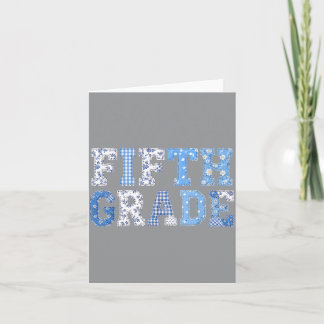5th Fifth Grade Teacher Blue Patchwork Back To Card