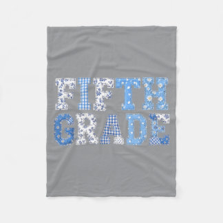 5th Fifth Grade Teacher Blue Patchwork Back To Fleece Blanket