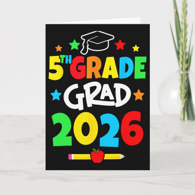 5th Grade 2026 Fifth Grade Grad Elementary School  Card (Front)