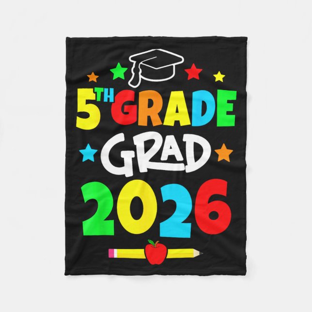 5th grade 2026 fifth grade grad elementary school  fleece blanket (Front)