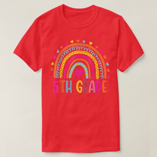 5th Grade Boho Rainbow Teacher Student Last Day Of T-Shirt (Design Front)