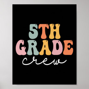 5th Grade Crew Retro Groovy Women Happy First Day  Poster