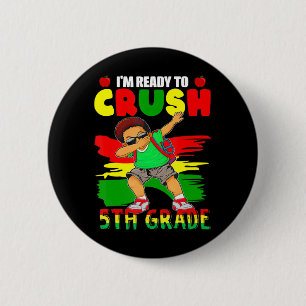 5th Grade Dabbing Black African Boys Back to Schoo 6 Cm Round Badge