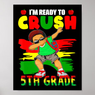5th Grade Dabbing Black African Boys Back to Schoo Poster