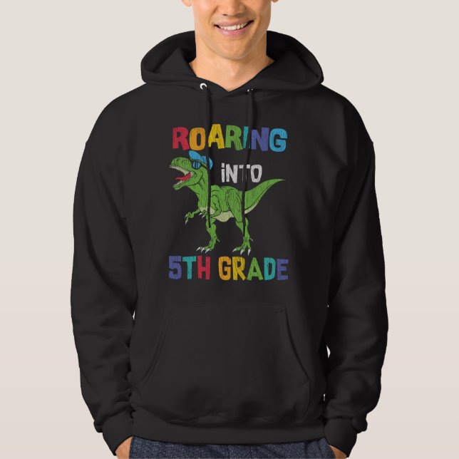 5th Grade Dinosaur First Day School Student Gift Hoodie (Front)