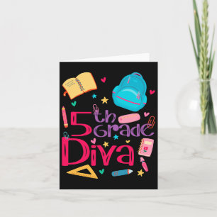 5th Grade Diva Teacher Girl Outfit Cute First Day Card