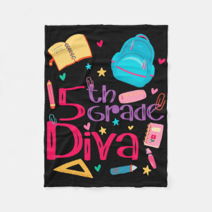 5th Grade Diva Teacher Girl Outfit Cute First Day  Fleece Blanket