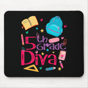 5th Grade Diva Teacher Girl Outfit Cute First Day  Mouse Pad