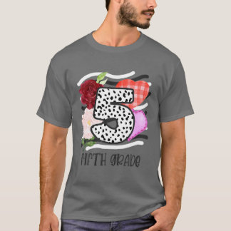5Th Grade Elegant Roses Floral Back To School Girl T-Shirt