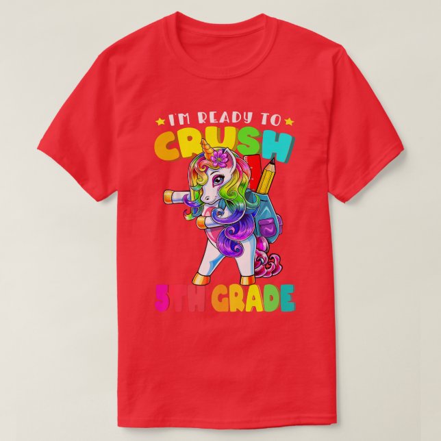 5th Grade Floss Dance Unicorn Back to School Girls T-Shirt (Design Front)