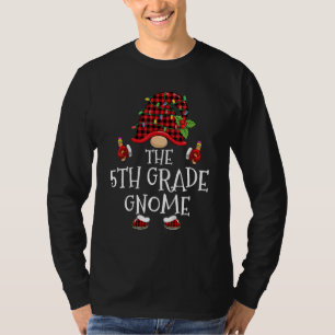5th Grade Gnome Buffalo Plaid Matching Family Chri T-Shirt