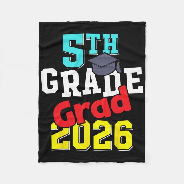 5th Grade Grad 2026 Elementary School Graduation  Fleece Blanket (Front)