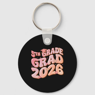 5th Grade Grad Cl 2026 Graduation Groovy Pink  Key Ring